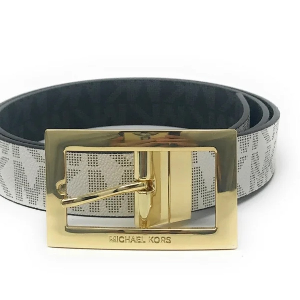 Michael Kors Gold reversible Buckle Belt vanilla & brown